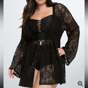 Torrid Black Lace Tie Swim Cover Up